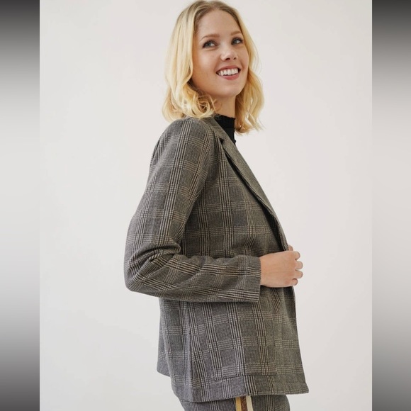 Mystree Houndstooth Plaid Knit Blazer Grey NWT - Picture 3 of 8
